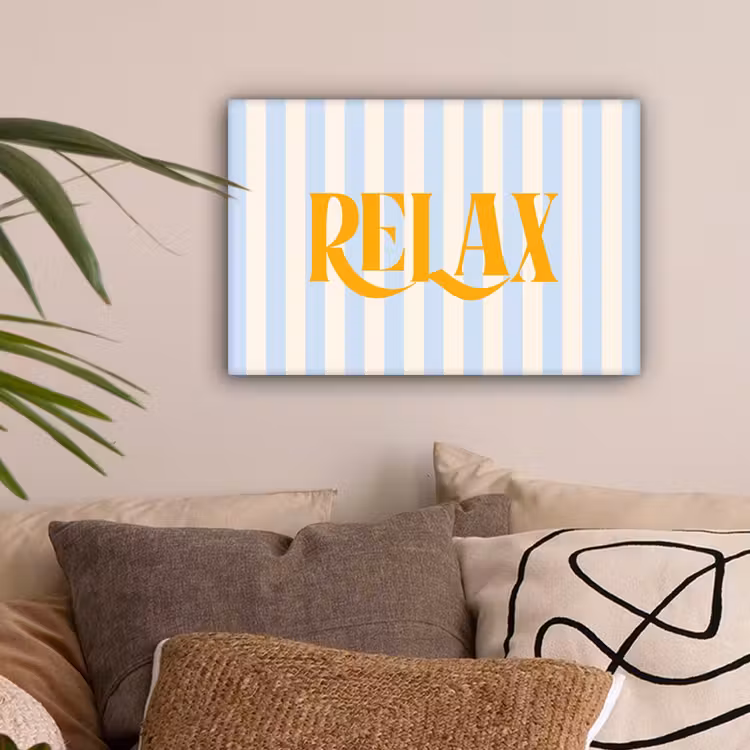 Oranje - Blauw - Strepen - Relax canvas 2cm klein -sfeer1