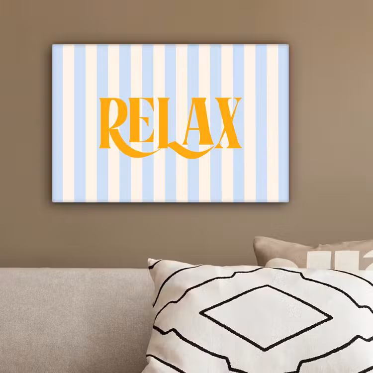 Oranje - Blauw - Strepen - Relax canvas 2cm klein -sfeer3