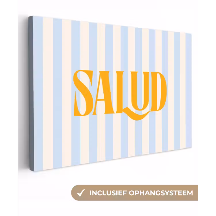 Oranje - Blauw - Strepen - Salud canvas 2cm klein -3d