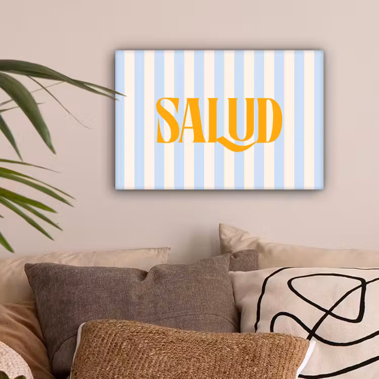 Oranje - Blauw - Strepen - Salud canvas 2cm klein -sfeer1