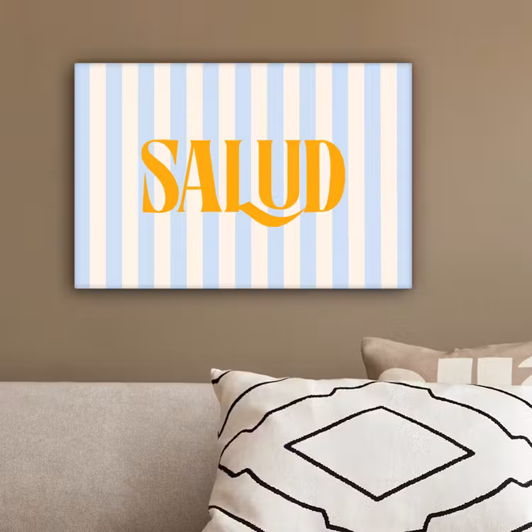 Oranje - Blauw - Strepen - Salud canvas 2cm klein -sfeer3