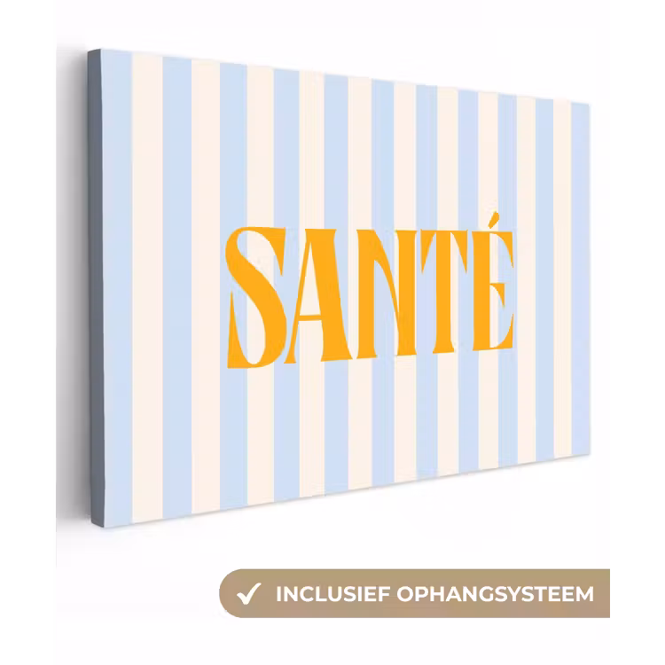 Oranje - Blauw - Strepen - Santé canvas 2cm klein -3d