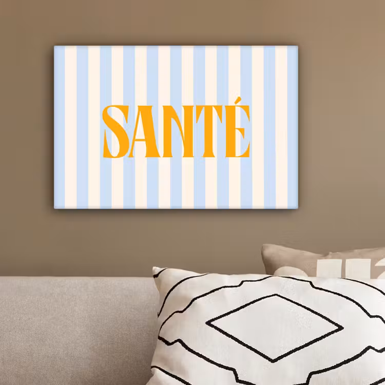 Oranje - Blauw - Strepen - Santé canvas 2cm klein -sfeer3