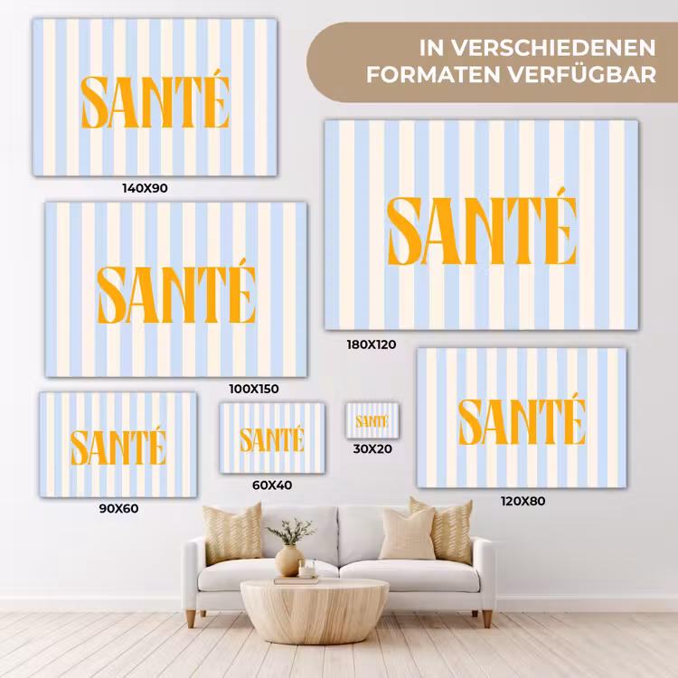 Oranje - Blauw - Strepen - Santé canvas 2cm klein -Xsfeer8_DE