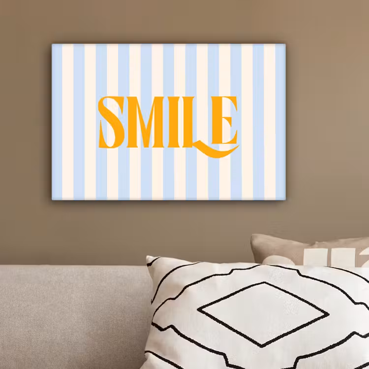 Oranje - Blauw - Strepen - Smile canvas 2cm klein -sfeer3