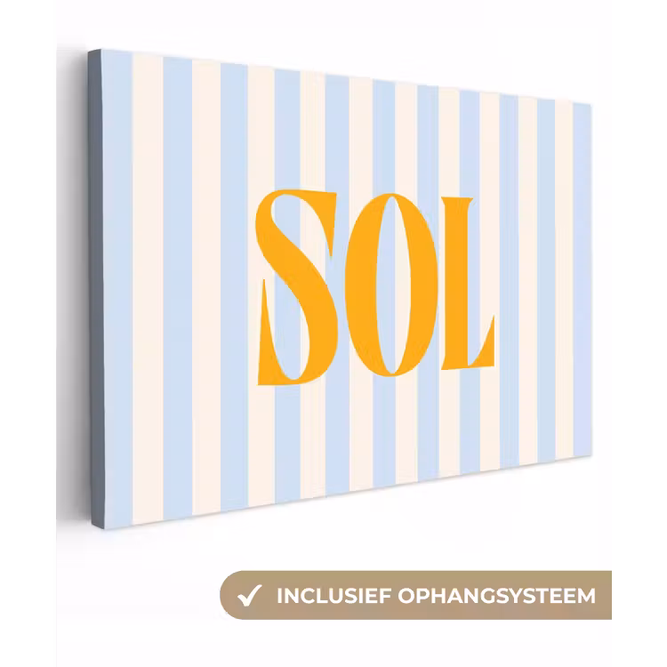 Oranje - Blauw - Strepen - Sol canvas 2cm klein -3d