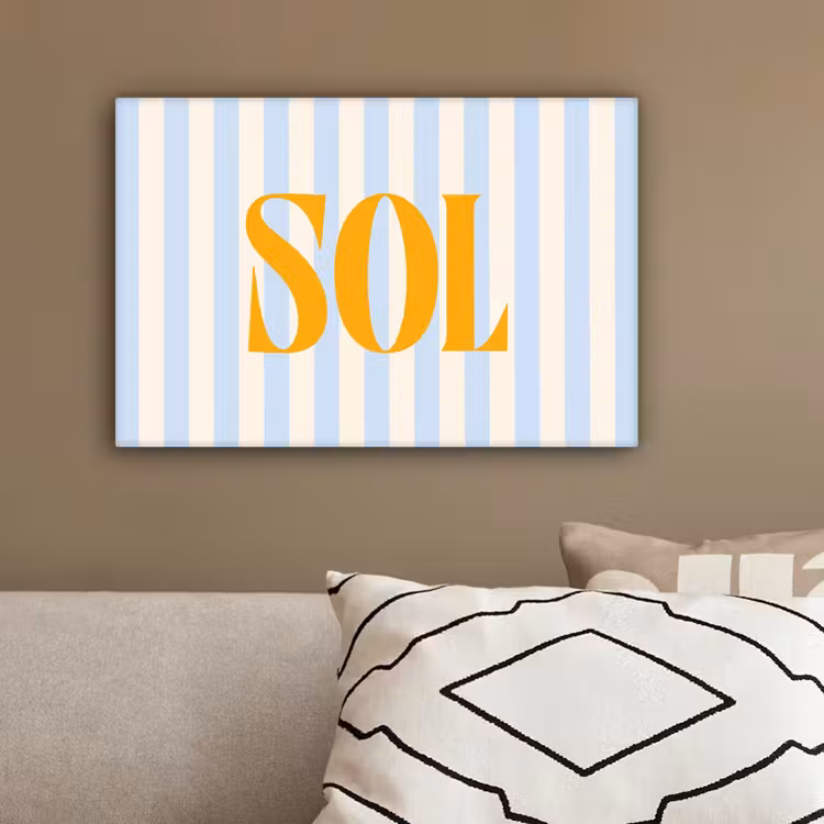 Oranje - Blauw - Strepen - Sol canvas 2cm klein -sfeer3