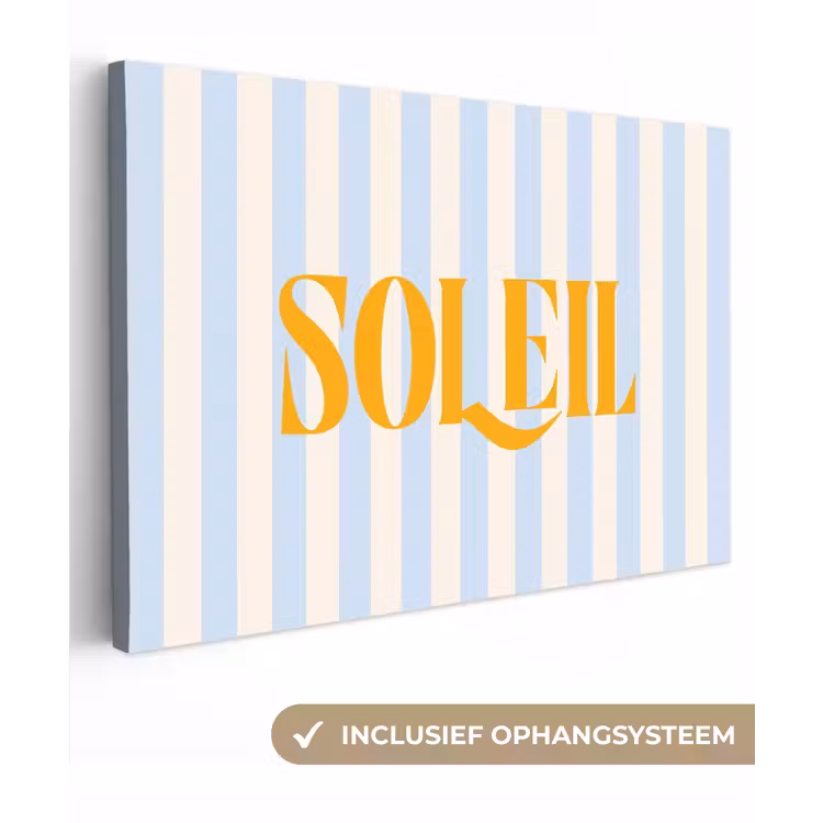 Oranje - Blauw - Strepen - Soleil canvas 2cm klein -3d