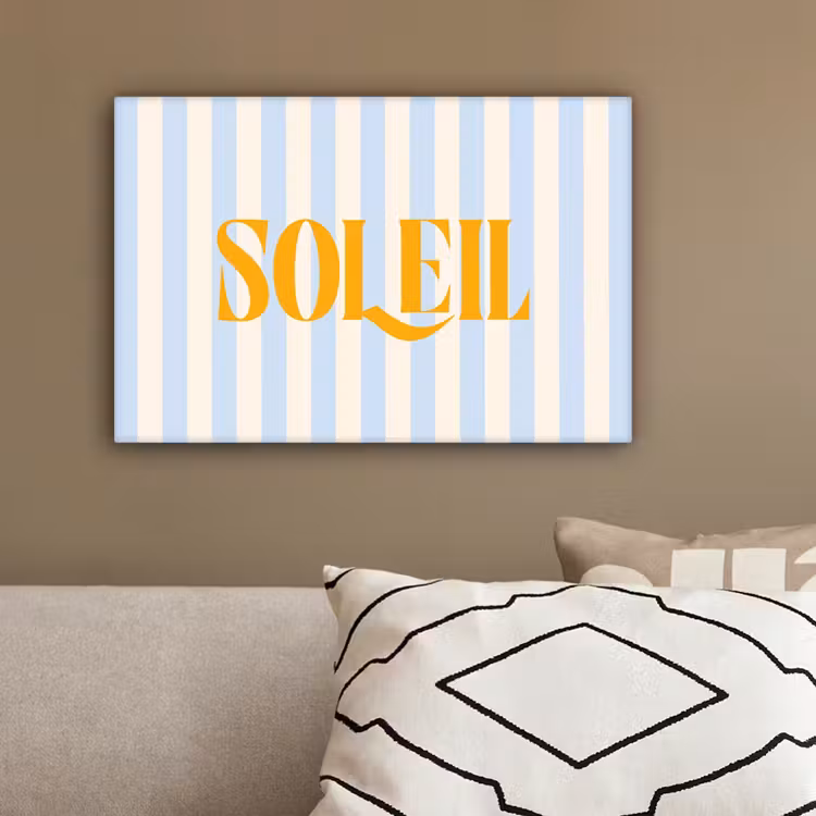 Oranje - Blauw - Strepen - Soleil canvas 2cm klein -sfeer3