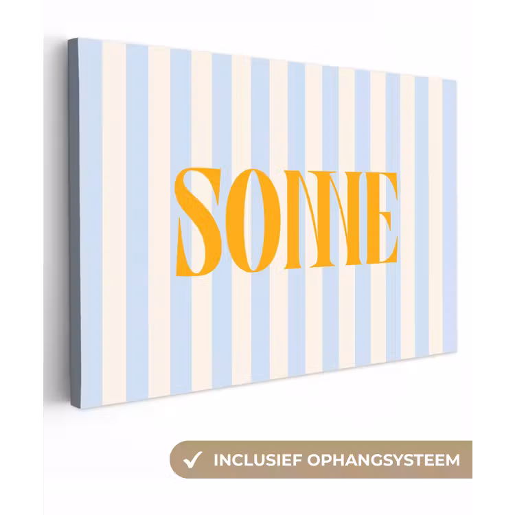 Oranje - Blauw - Strepen - Sonne canvas 2cm klein -3d
