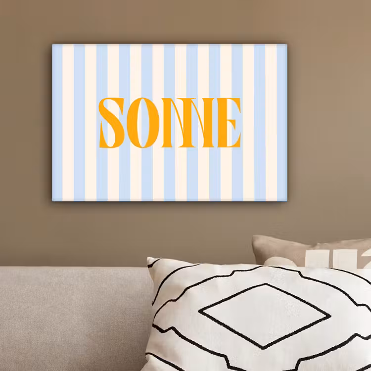 Oranje - Blauw - Strepen - Sonne canvas 2cm klein -sfeer3