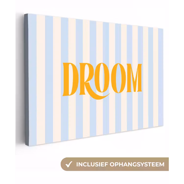 Oranje - Blauw - Strepen - Droom canvas 2cm klein -3d