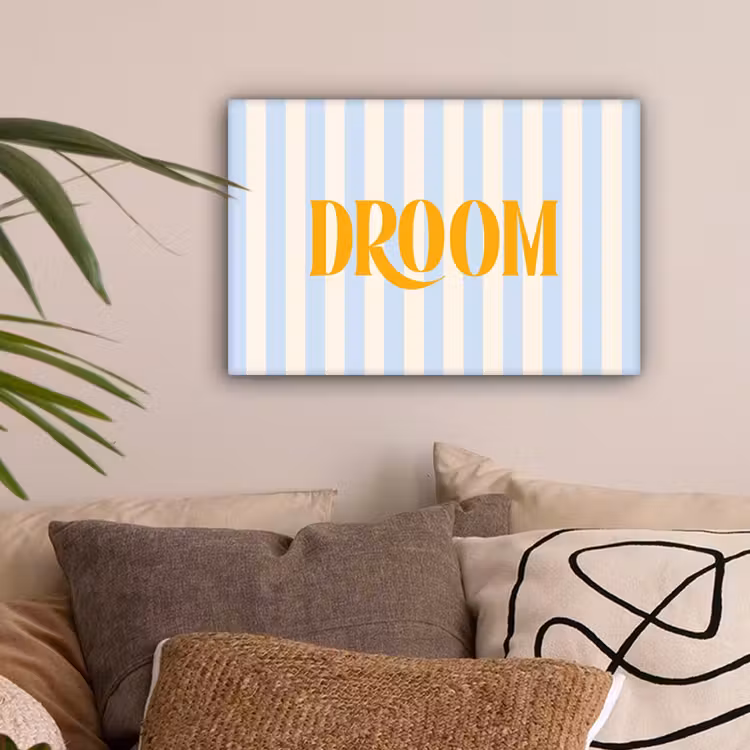 Oranje - Blauw - Strepen - Droom canvas 2cm klein -sfeer1