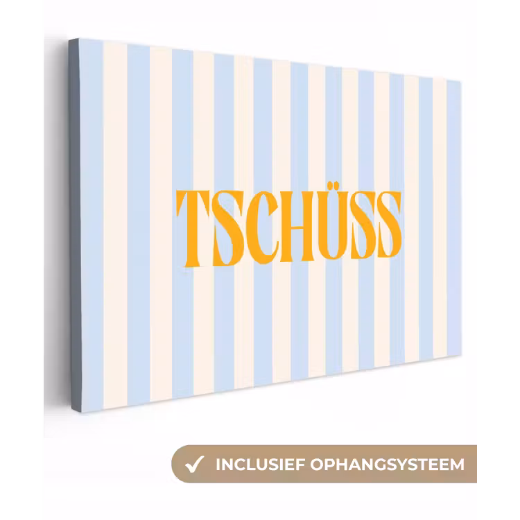 Oranje - Blauw - Strepen - Tschüss canvas 2cm klein -3d