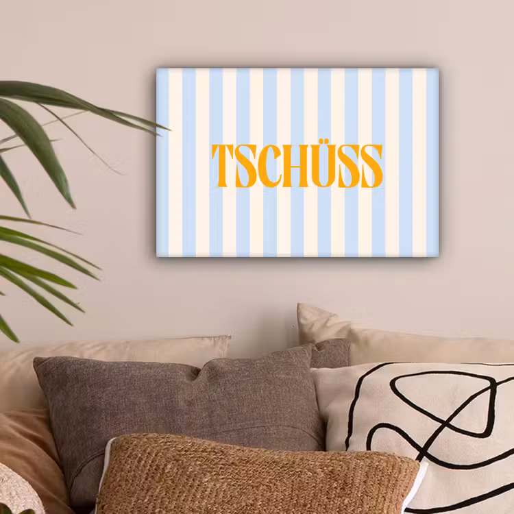 Oranje - Blauw - Strepen - Tschüss canvas 2cm klein -sfeer1
