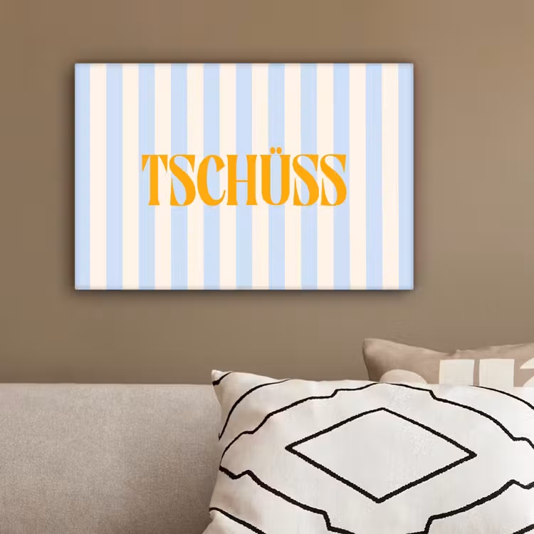 Oranje - Blauw - Strepen - Tschüss canvas 2cm klein -sfeer3