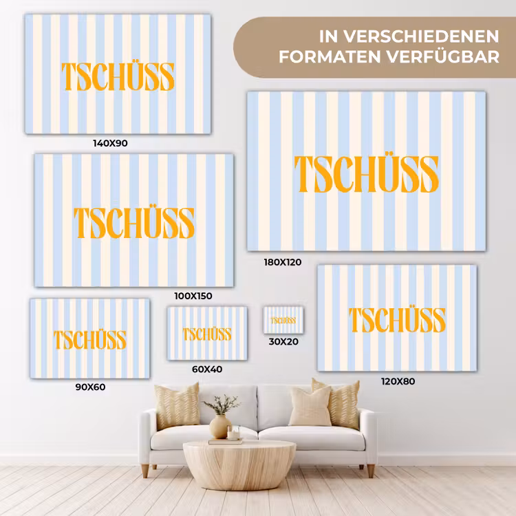 Oranje - Blauw - Strepen - Tschüss canvas 2cm klein -Xsfeer8_DE