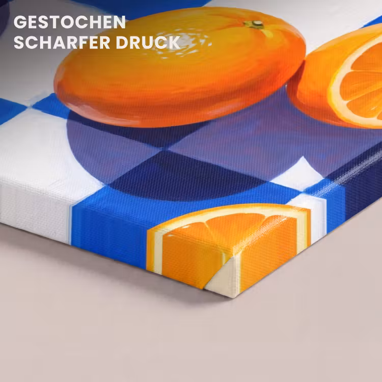 Leinwandbild - Orange – Kariert – Essen - Sinaasappel - Geruit - Eten canvas 2cm klein