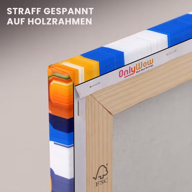 Leinwandbild - Orange – Kariert – Essen - Sinaasappel - Geruit - Eten canvas 2cm klein