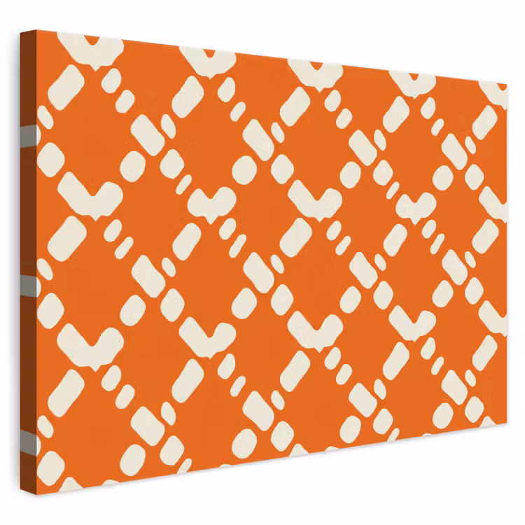 Oranje - Ruitpatroon - Wit canvas 2cm klein 34 -3d