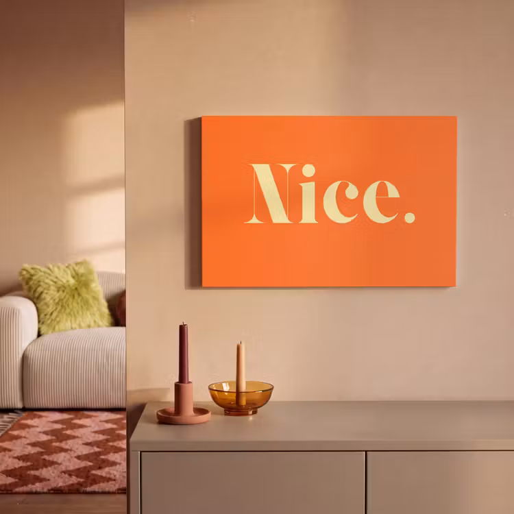 Oranje - Gebroken wit - Nice canvas 2cm klein -sfeer1