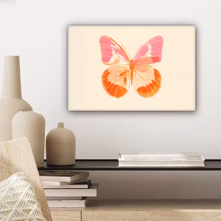 Oranje - Vlinder - Minimalistisch canvas 2cm klein -closeup_print_DE