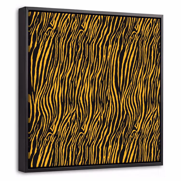 Oranje - Tijger - Zwart - Patroon Canvas met baklijst klein 1124 -threedimensional_3d_global