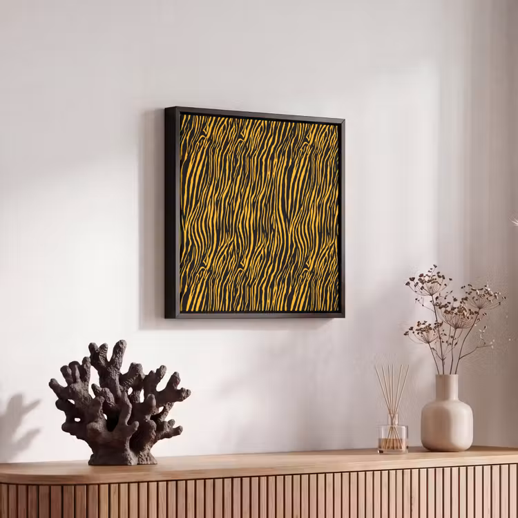 Oranje - Tijger - Zwart - Patroon Canvas met baklijst klein 1124 -atmosphere_sfeer4_global