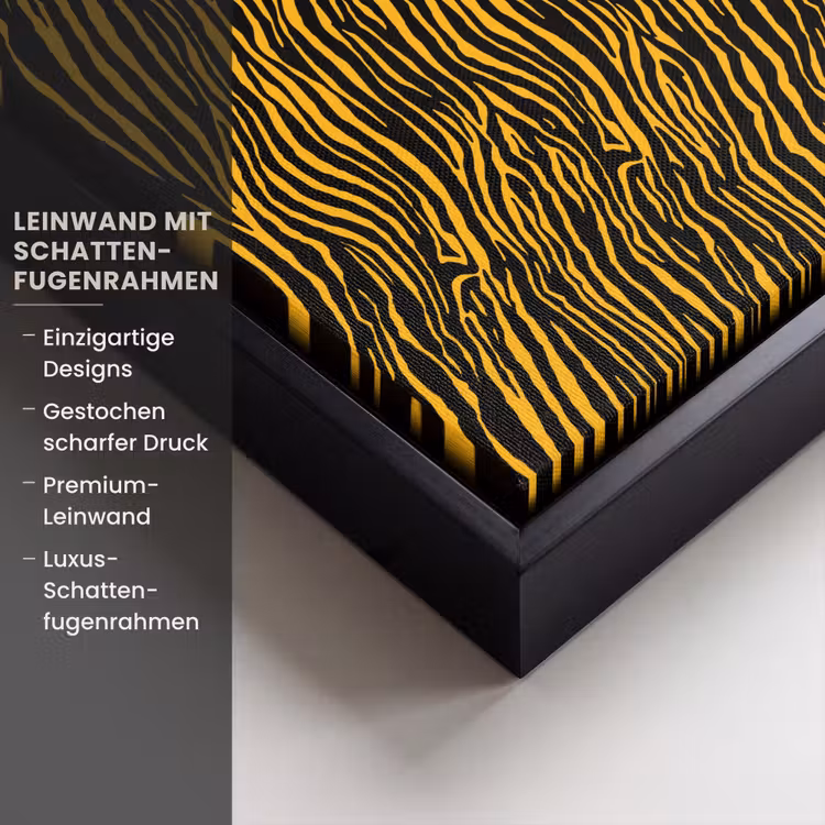 Oranje - Tijger - Zwart - Patroon Canvas met baklijst klein 1124 -uniquesellingpoint_productkenmerken_DE