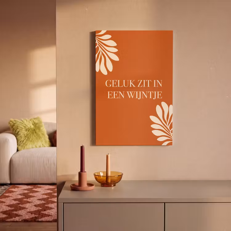 Oranje - Wijntje - Quote canvas 2cm klein -sfeer1