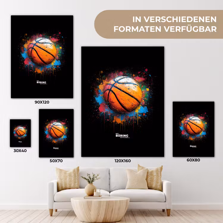 Oranje basketbal te midden van verfspetters canvas 2cm klein -Xsfeer8_DE
