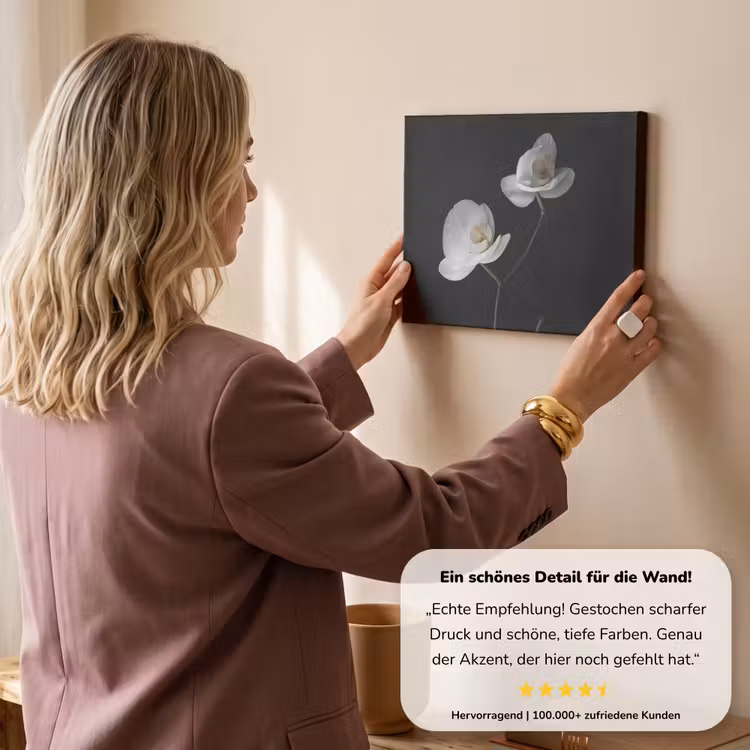 Orchidee - Bloemen - Zwart - Wit - Stilleven canvas 2cm klein -sfeer3