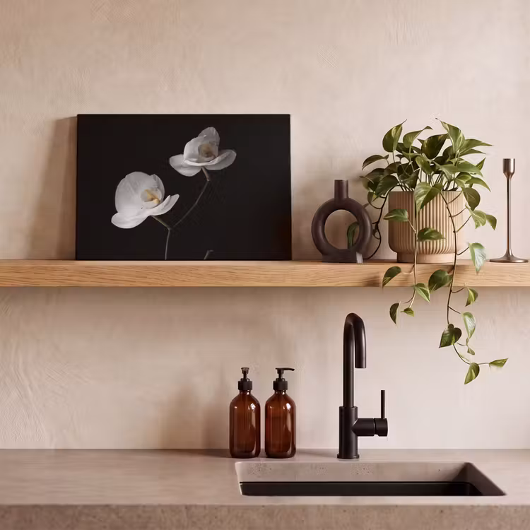 Orchidee - Bloemen - Zwart - Wit - Stilleven canvas 2cm klein -sfeer6