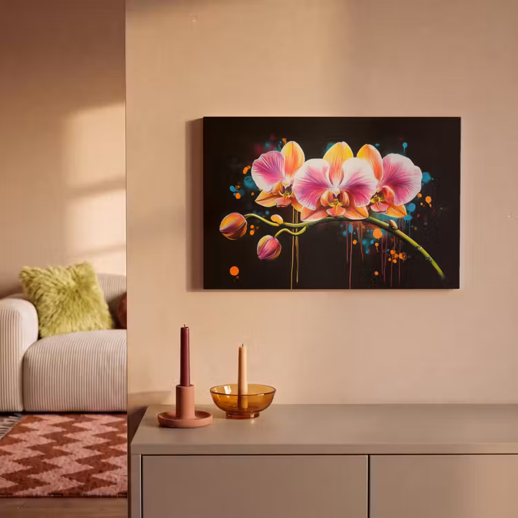 Orchidee - Graffiti - Kleurrijk - Bloemen - Abstract canvas 2cm klein -sfeer1