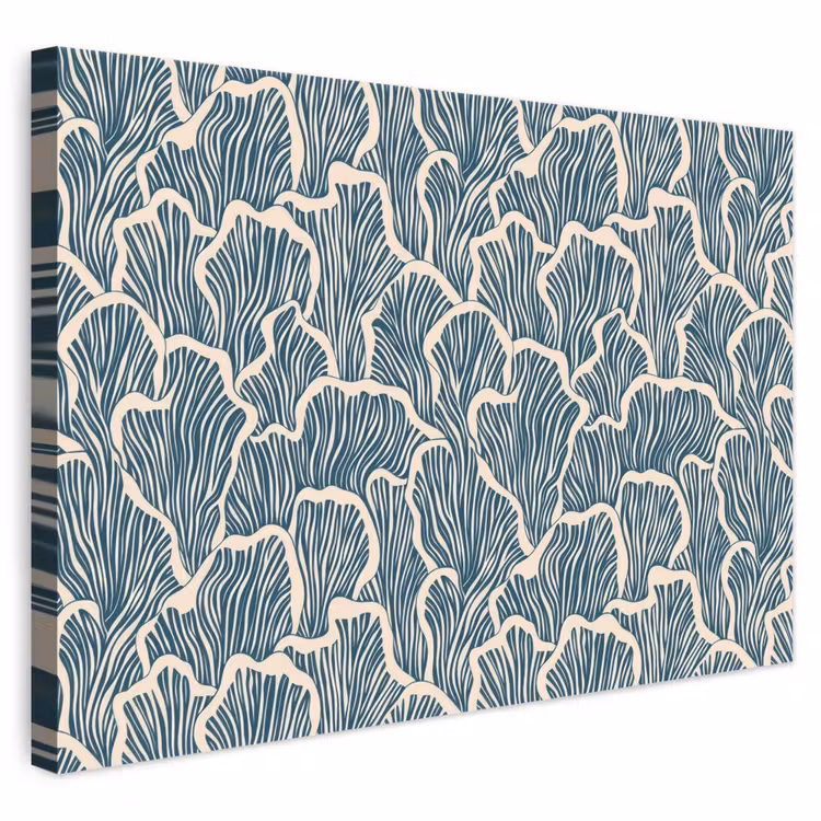Organisch - Blauw - Crème - Schelpen canvas 2cm klein 34 -3d