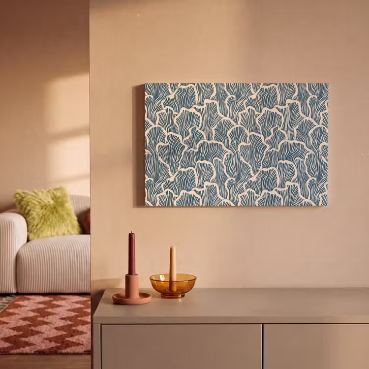 Organisch - Blauw - Crème - Schelpen canvas 2cm klein 34 -sfeer1
