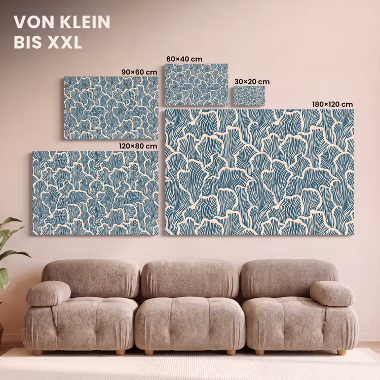 Organisch - Blauw - Crème - Schelpen canvas 2cm klein 34 -Xsfeer8_DE