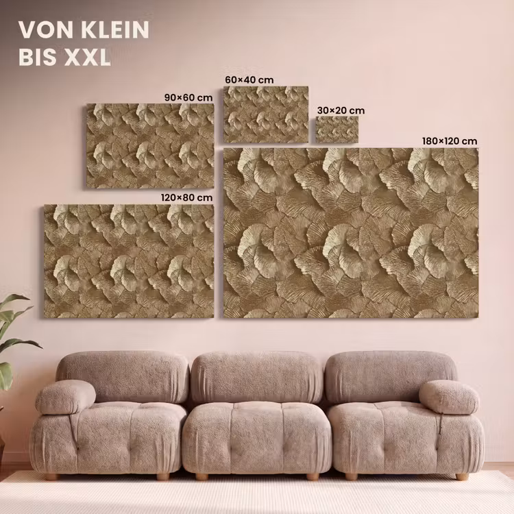 Organisch - Patroon - Bladeren - Goud canvas 2cm klein 34 -Xsfeer8_DE
