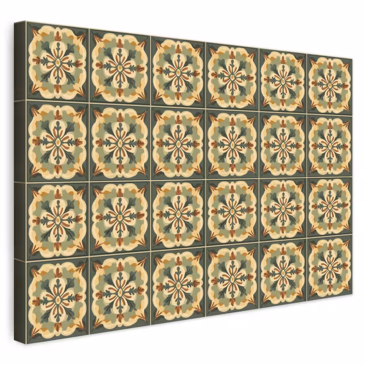 Ornament - Patroon - Groen canvas 2cm klein 34 -3d
