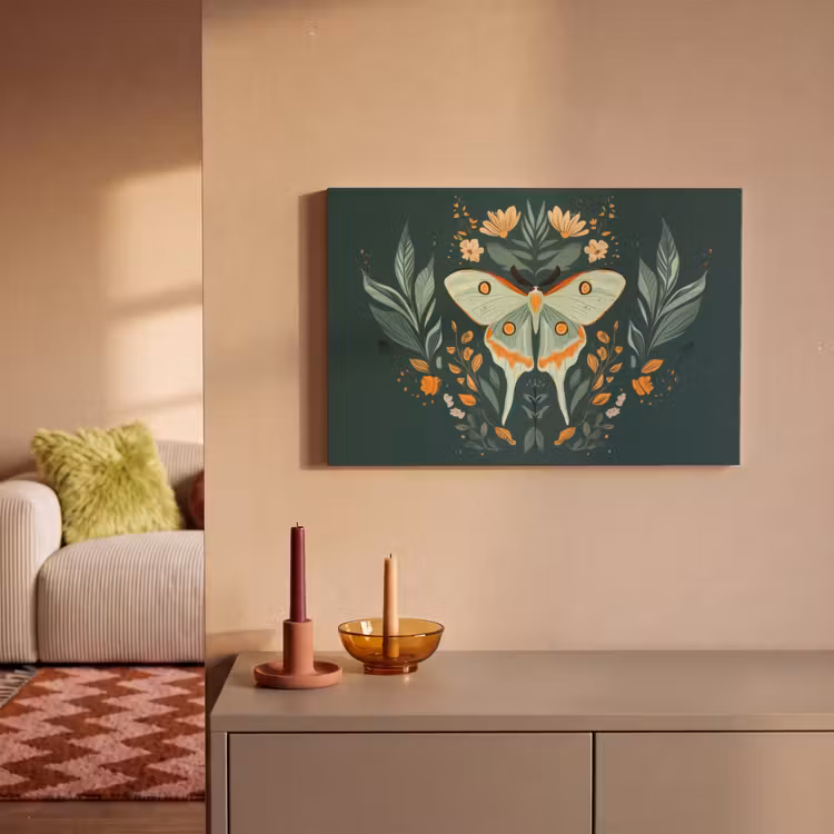 Sierlijk - Vlinder - Groen - Bladeren canvas 2cm klein -sfeer1