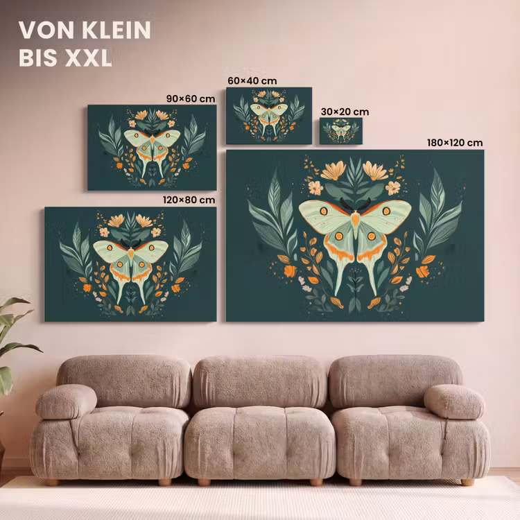 Sierlijk - Vlinder - Groen - Bladeren canvas 2cm klein -Xsfeer8_DE
