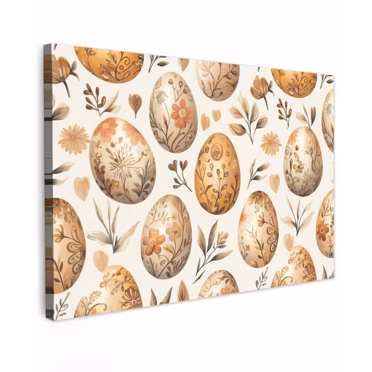 Paaseieren - Bruin - Bloemen canvas 2cm klein -z3d