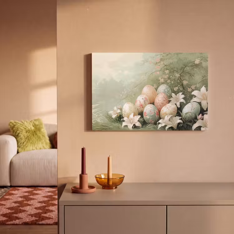 Paaseieren - Pasteltinten - Bloemen canvas 2cm klein -sfeer1