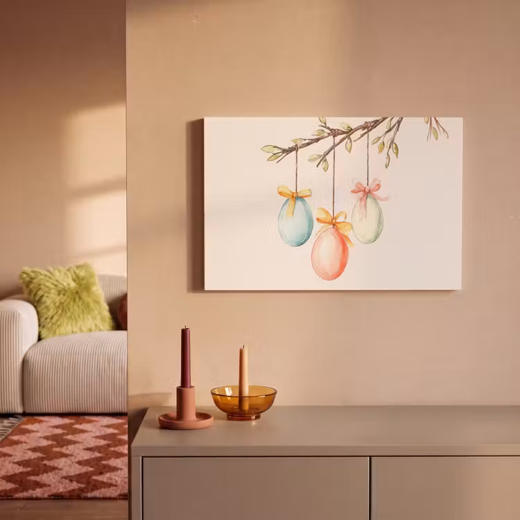 Paastak - Strikje - Eieren canvas 2cm klein -sfeer1