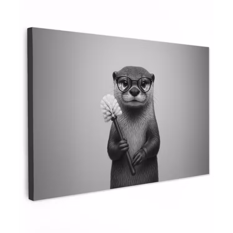 Otter - Wc-borstel - Bril - Zwart - Wit canvas 2cm klein -z3d