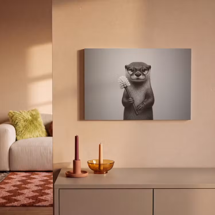 Otter - Wc-borstel - Bril - Zwart - Wit canvas 2cm klein -sfeer1