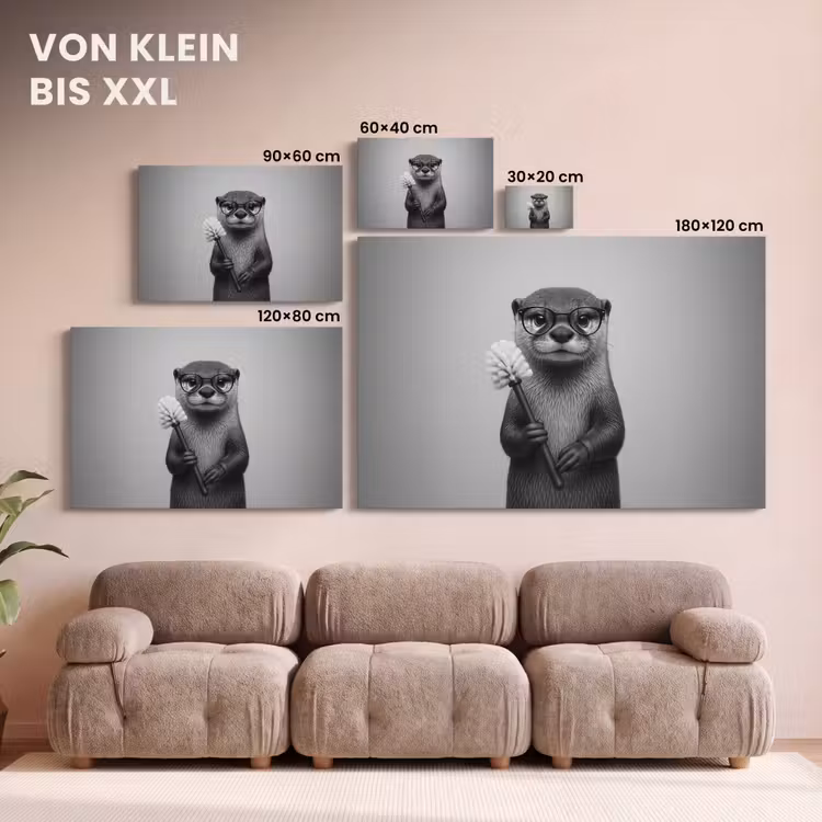 Otter - Wc-borstel - Bril - Zwart - Wit canvas 2cm klein -Xsfeer8_DE