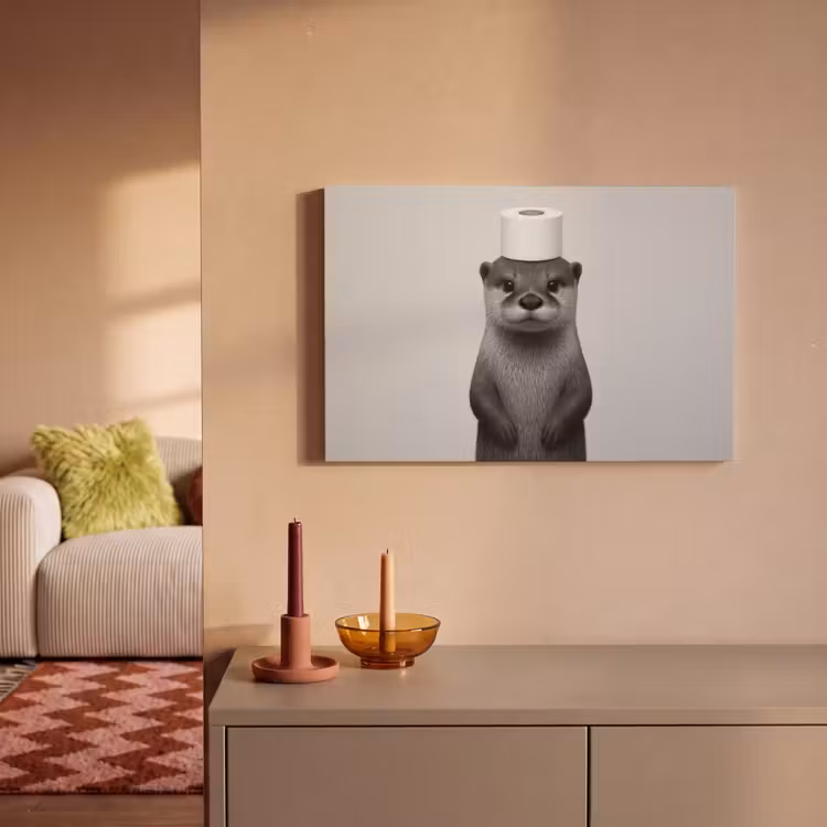 Otter - WC rol - Zwart - Wit canvas 2cm klein -sfeer1