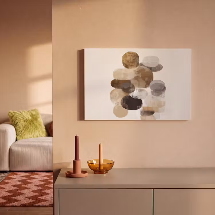 Ovaal - Kleurvlakken - Penseelstreken canvas 2cm klein -sfeer1