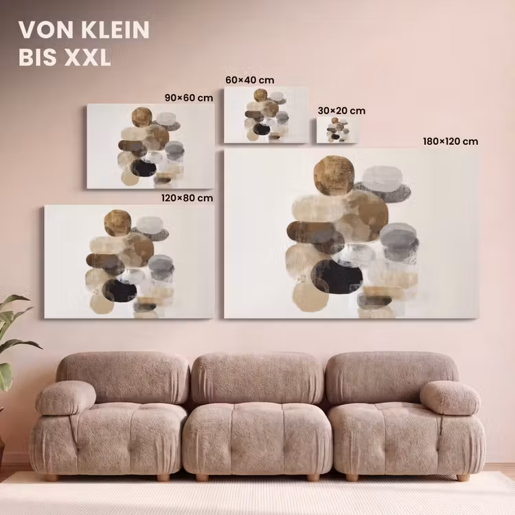 Ovaal - Kleurvlakken - Penseelstreken canvas 2cm klein -Xsfeer8_DE